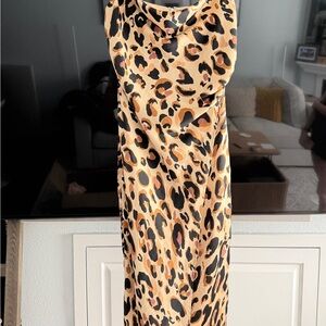 FAVLUX Leopard Print Maxi Dress - Black and Tan